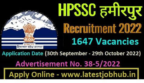 HPSSSB 2022: Registration(Ended), Recruitment, Latest Vacancy, Admit.